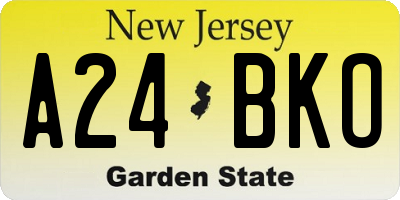 NJ license plate A24BKO