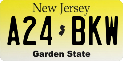 NJ license plate A24BKW