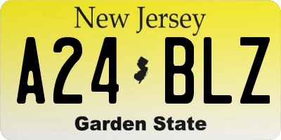 NJ license plate A24BLZ