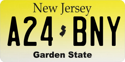 NJ license plate A24BNY