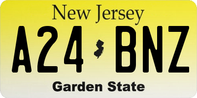 NJ license plate A24BNZ