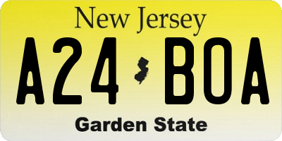 NJ license plate A24BOA