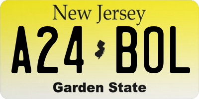 NJ license plate A24BOL