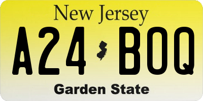 NJ license plate A24BOQ