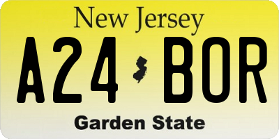 NJ license plate A24BOR