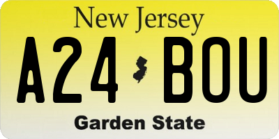 NJ license plate A24BOU