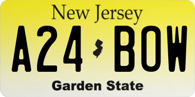 NJ license plate A24BOW