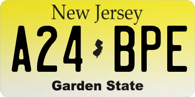 NJ license plate A24BPE