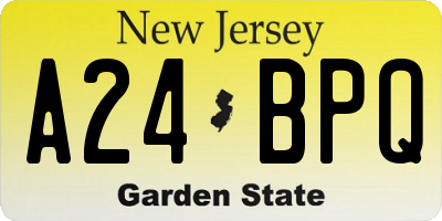 NJ license plate A24BPQ