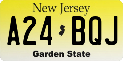 NJ license plate A24BQJ