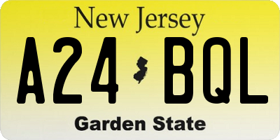 NJ license plate A24BQL