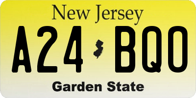 NJ license plate A24BQO