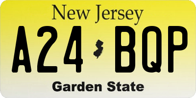 NJ license plate A24BQP