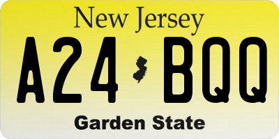 NJ license plate A24BQQ