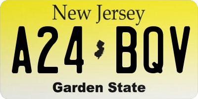 NJ license plate A24BQV