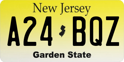 NJ license plate A24BQZ