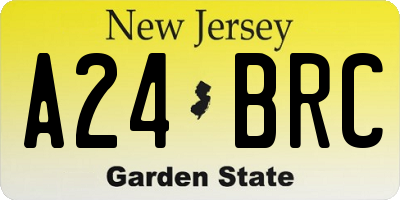 NJ license plate A24BRC
