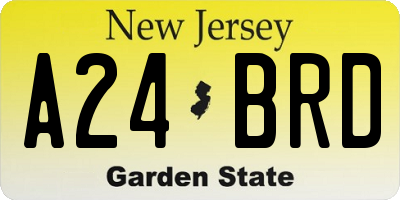 NJ license plate A24BRD