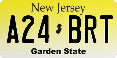 NJ license plate A24BRT