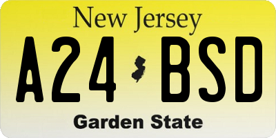 NJ license plate A24BSD