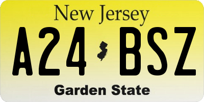 NJ license plate A24BSZ