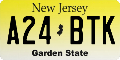 NJ license plate A24BTK