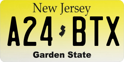 NJ license plate A24BTX