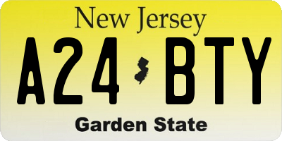 NJ license plate A24BTY