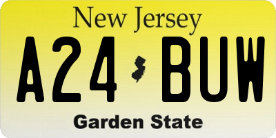 NJ license plate A24BUW