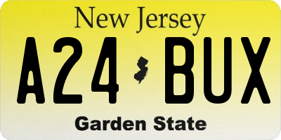 NJ license plate A24BUX