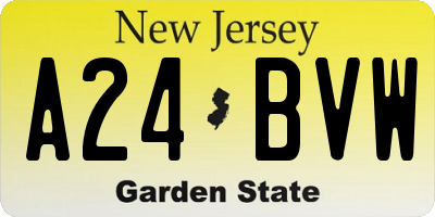 NJ license plate A24BVW