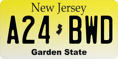 NJ license plate A24BWD
