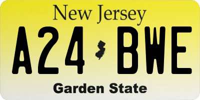 NJ license plate A24BWE