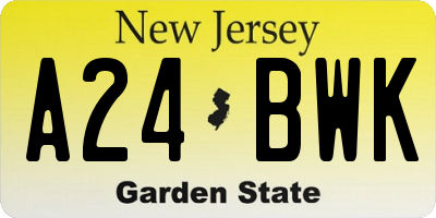 NJ license plate A24BWK