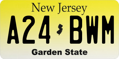 NJ license plate A24BWM