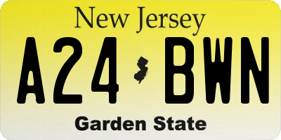 NJ license plate A24BWN