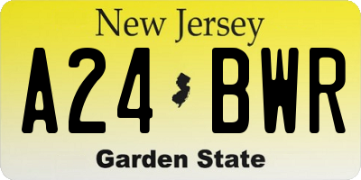 NJ license plate A24BWR