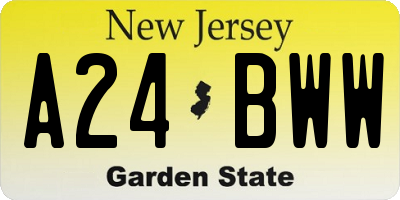 NJ license plate A24BWW