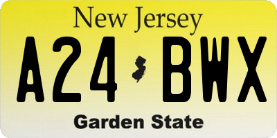 NJ license plate A24BWX