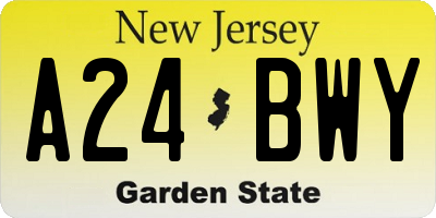 NJ license plate A24BWY