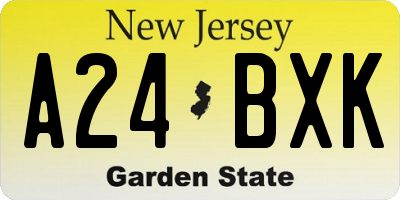 NJ license plate A24BXK