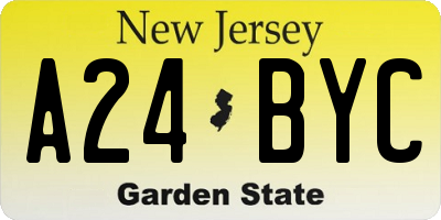 NJ license plate A24BYC