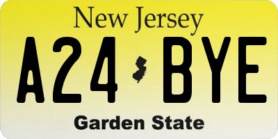 NJ license plate A24BYE
