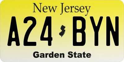 NJ license plate A24BYN
