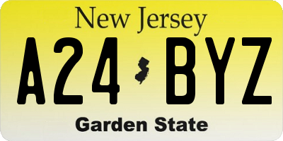 NJ license plate A24BYZ