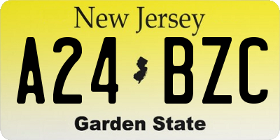 NJ license plate A24BZC
