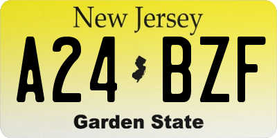 NJ license plate A24BZF