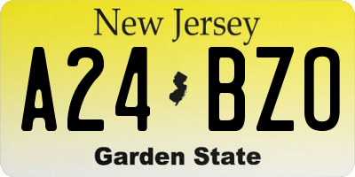NJ license plate A24BZO