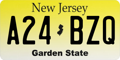 NJ license plate A24BZQ