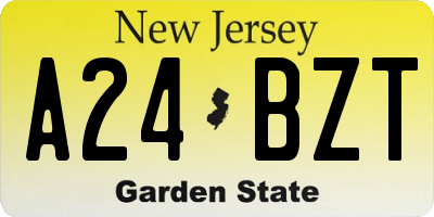 NJ license plate A24BZT